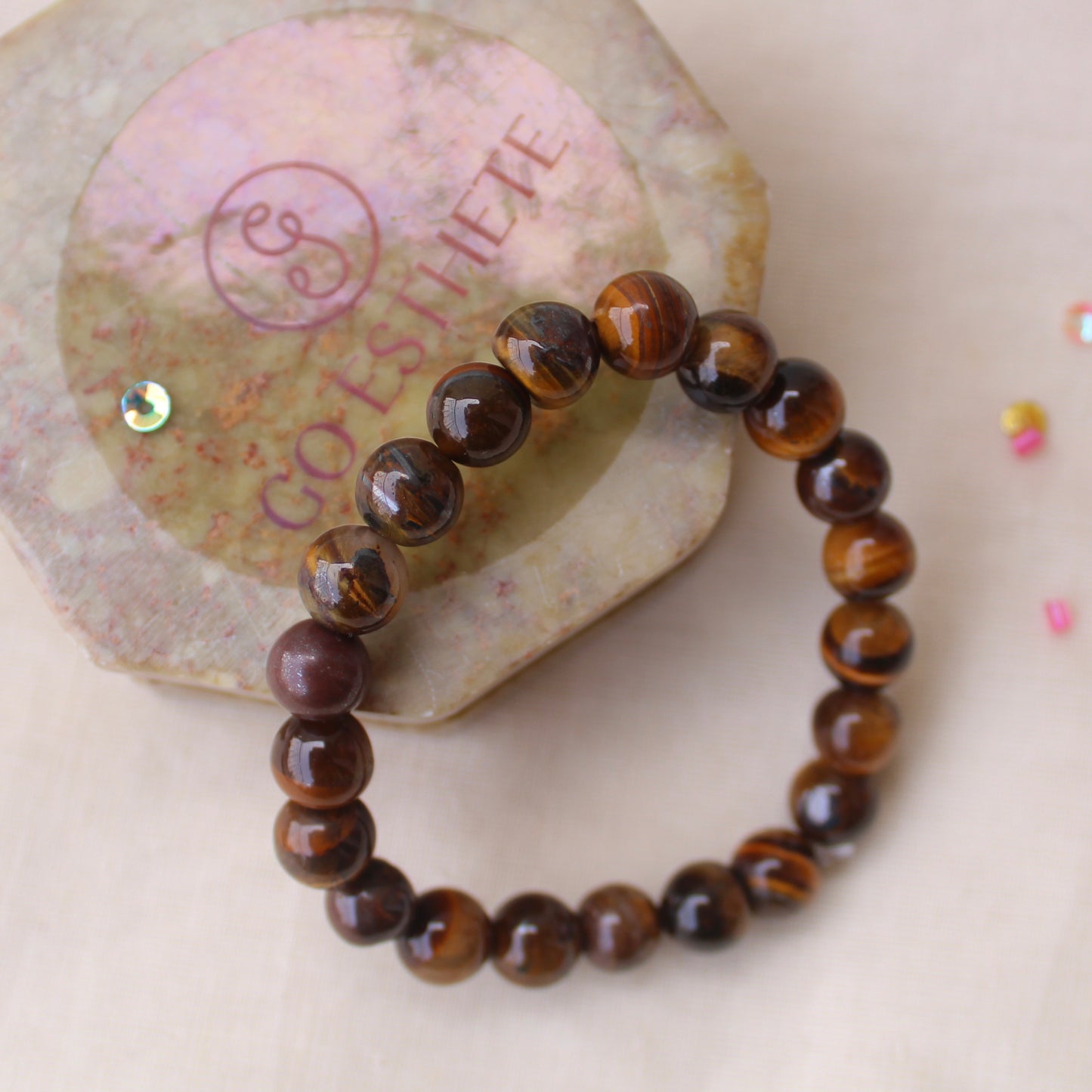 Tiger Eye Beads Stretchable Unisex Bracelet