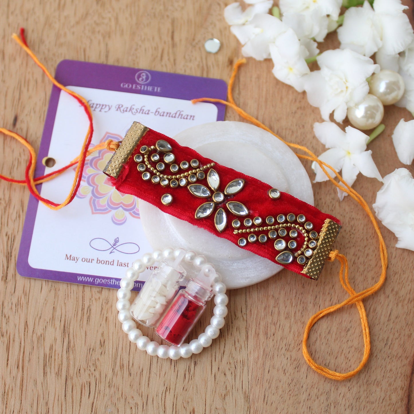 Beautiful Kundan Stones Work Rakhi