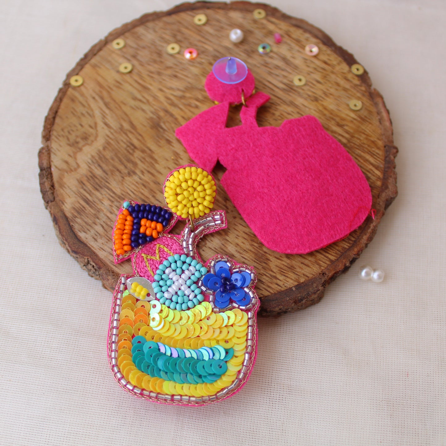 Yellow & Multicolour Mocktail Design Earrings