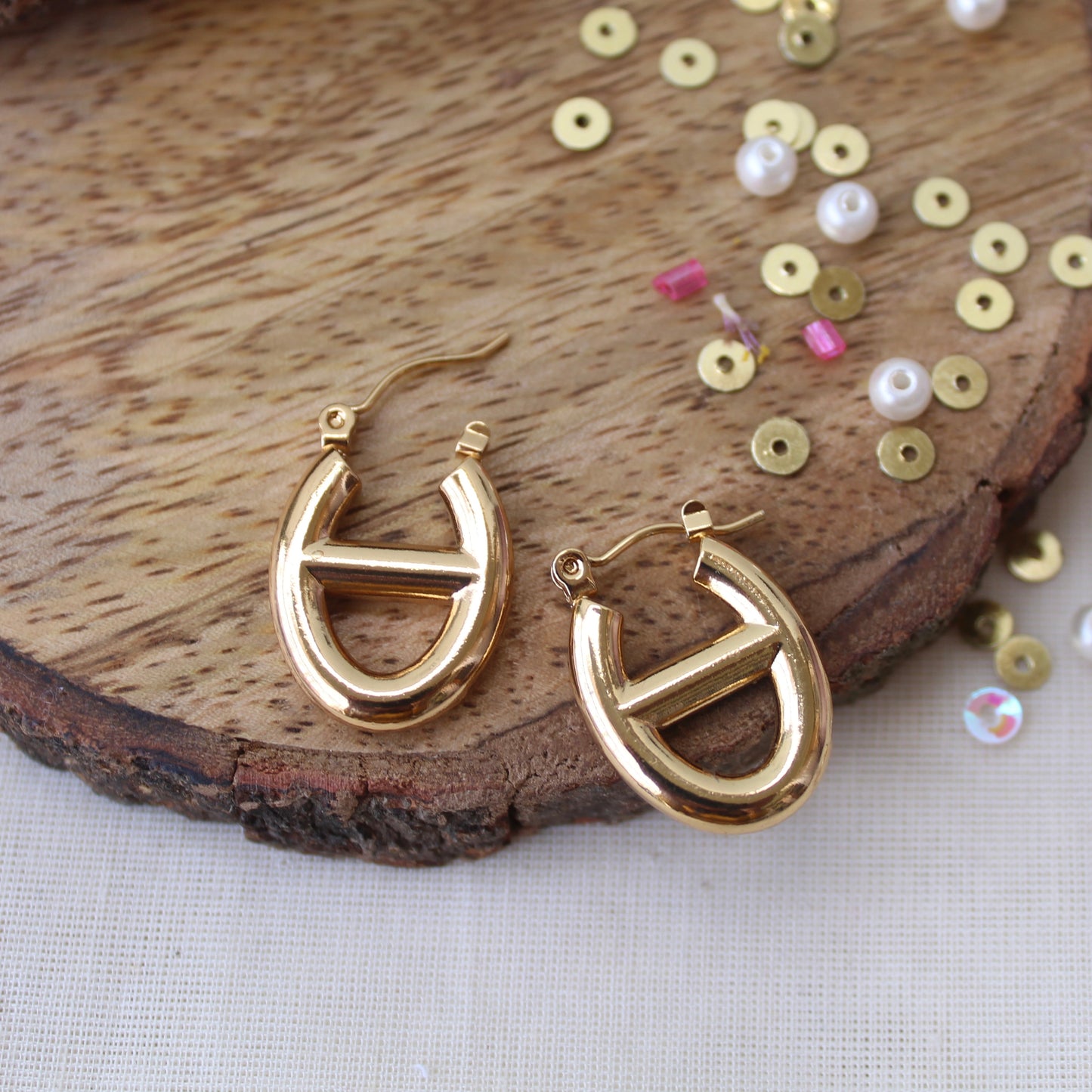 Stunning Anti-Tarnish Golden Hoops Earrings
