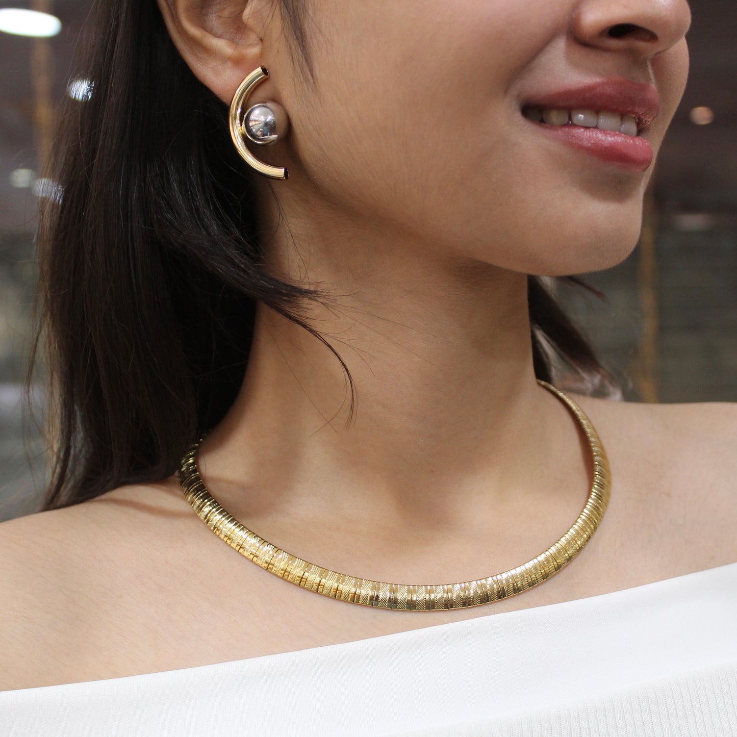 Unique Snake Chain With Dual Tone Studs
