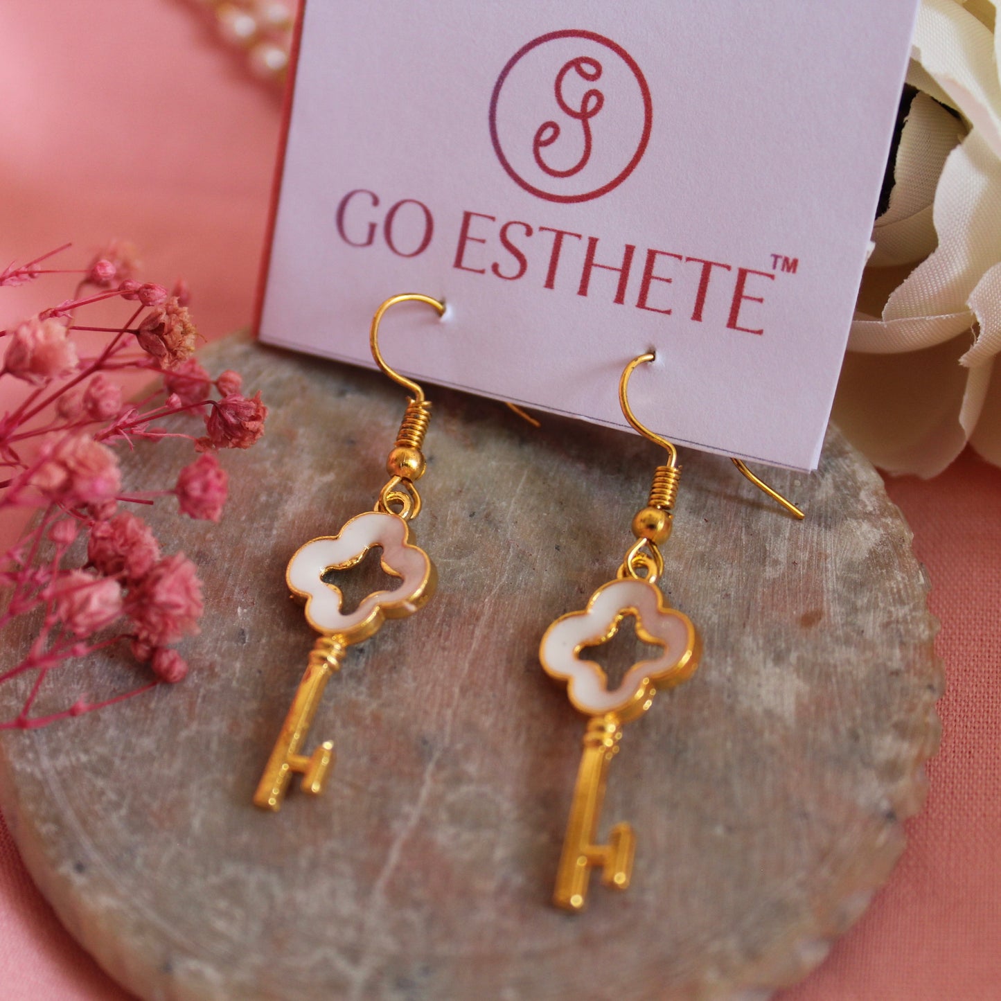 Drippy Key Charm Hook Earrings