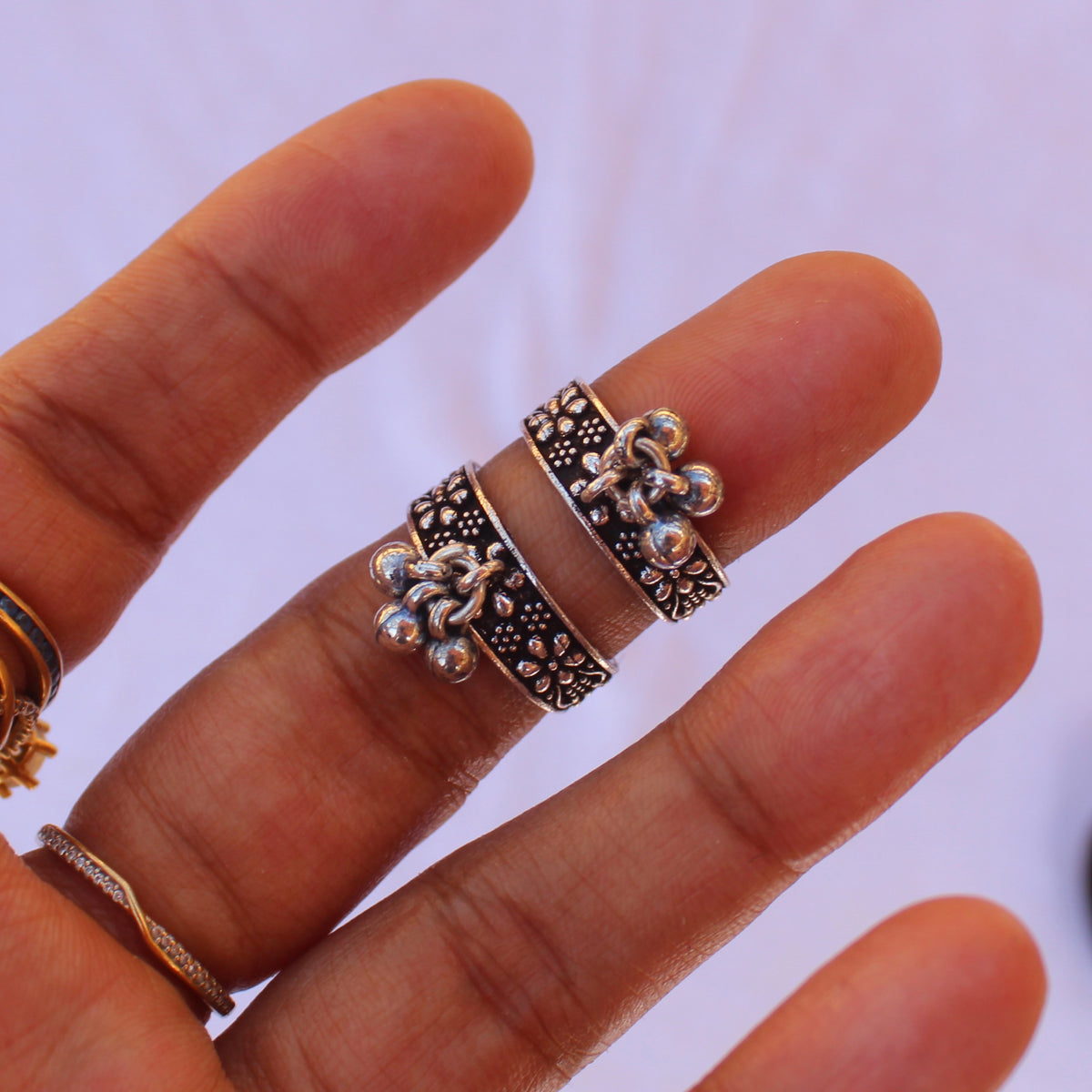 Oxidised Silver Adjustable Toe Rings