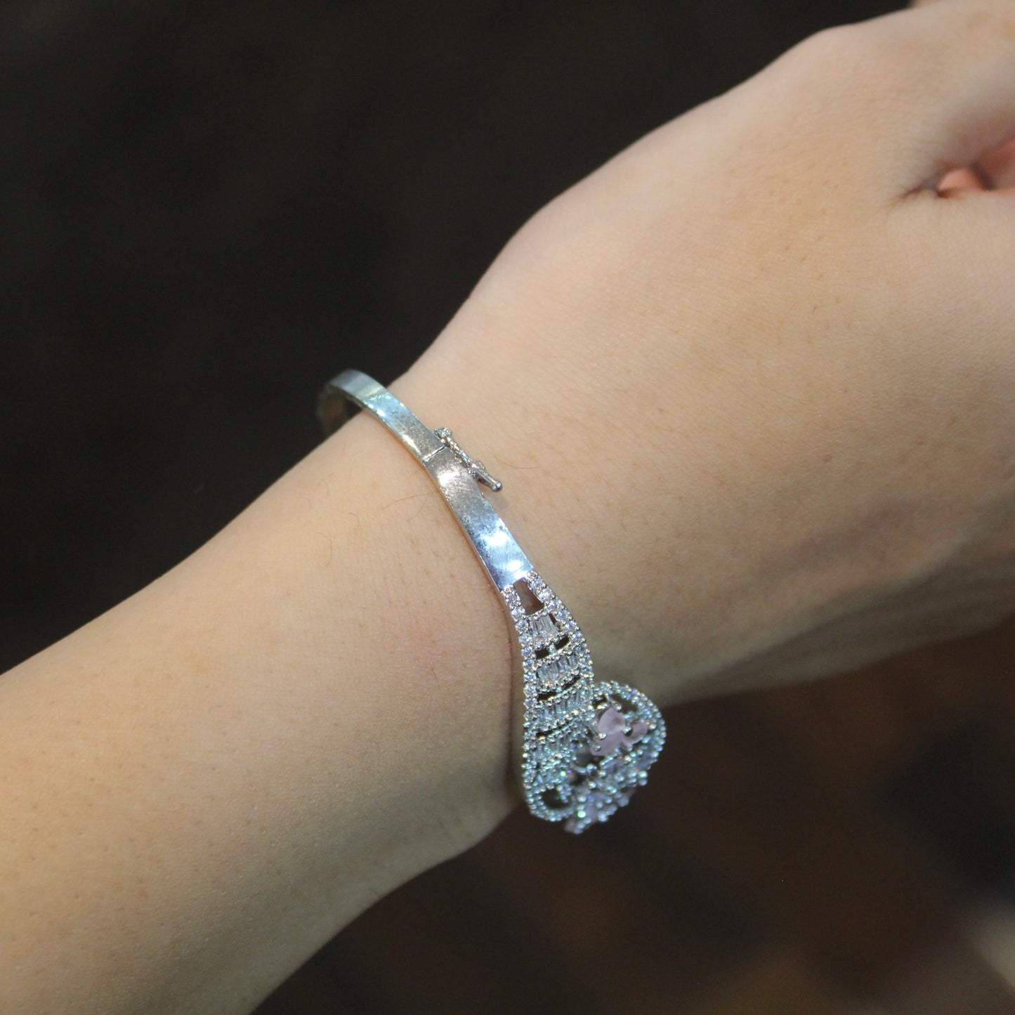Real Diamond Lookalike Silver Toned Bracelet