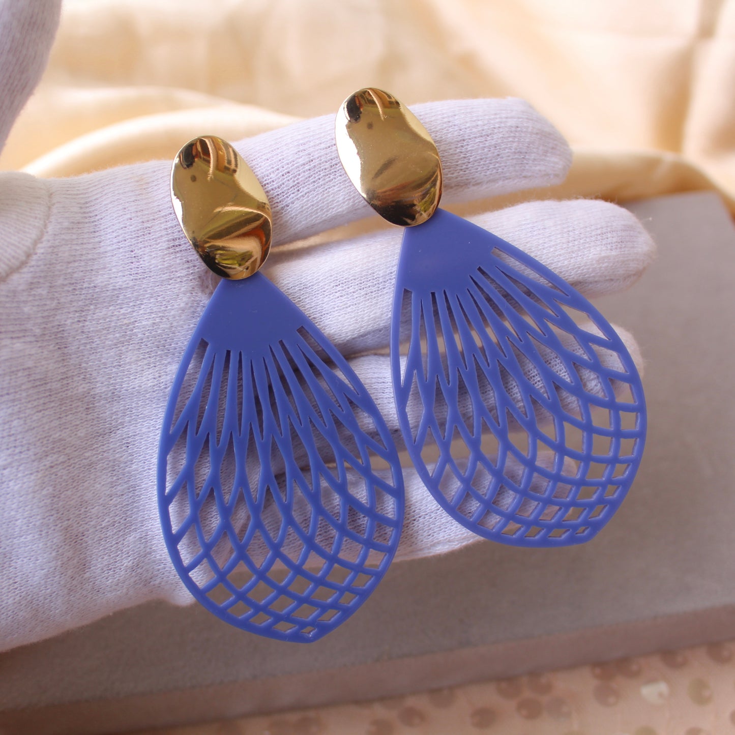 Blue Extra Long Yet Lightweight Acrylic Earrings