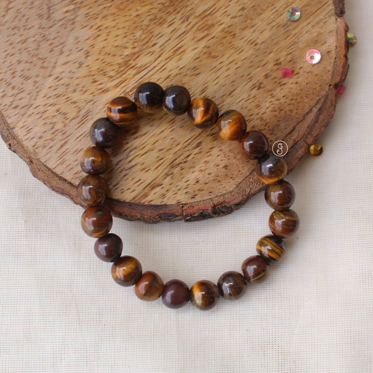 Tiger Eye Beads Stretchable Unisex Bracelet