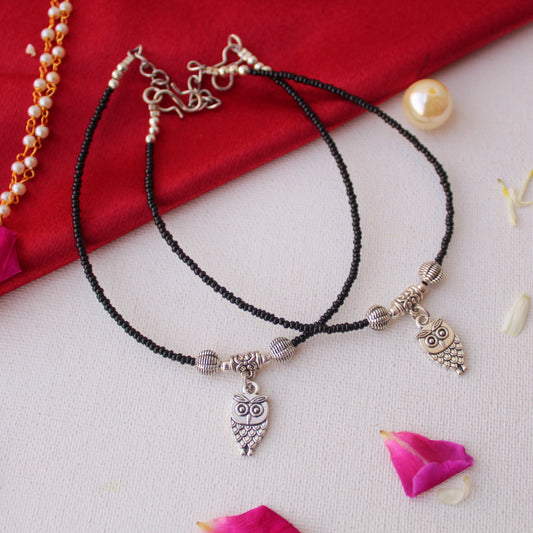 Daily-Wear Nazariya Anklets With Owl Charms