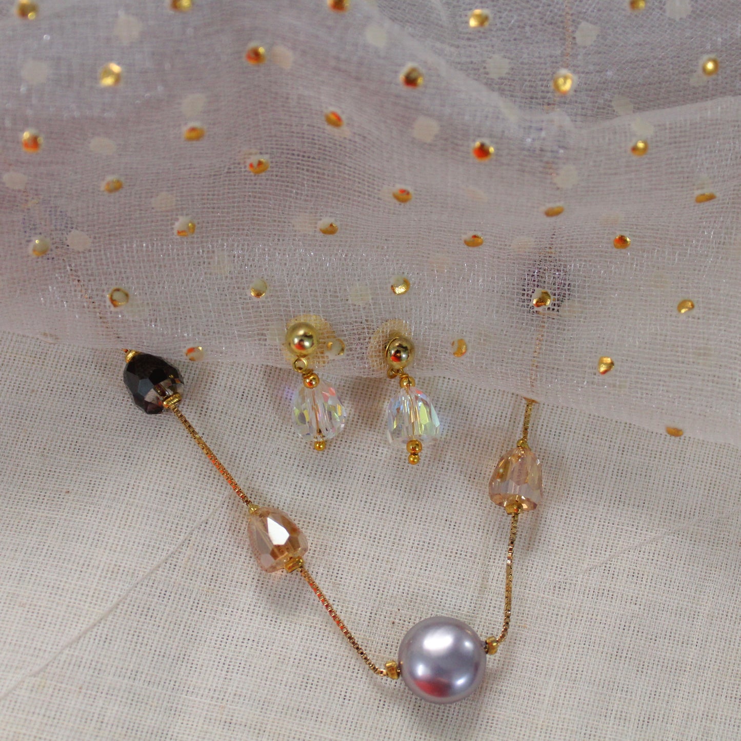 Elegant Gold-Alike Chain & Earrings