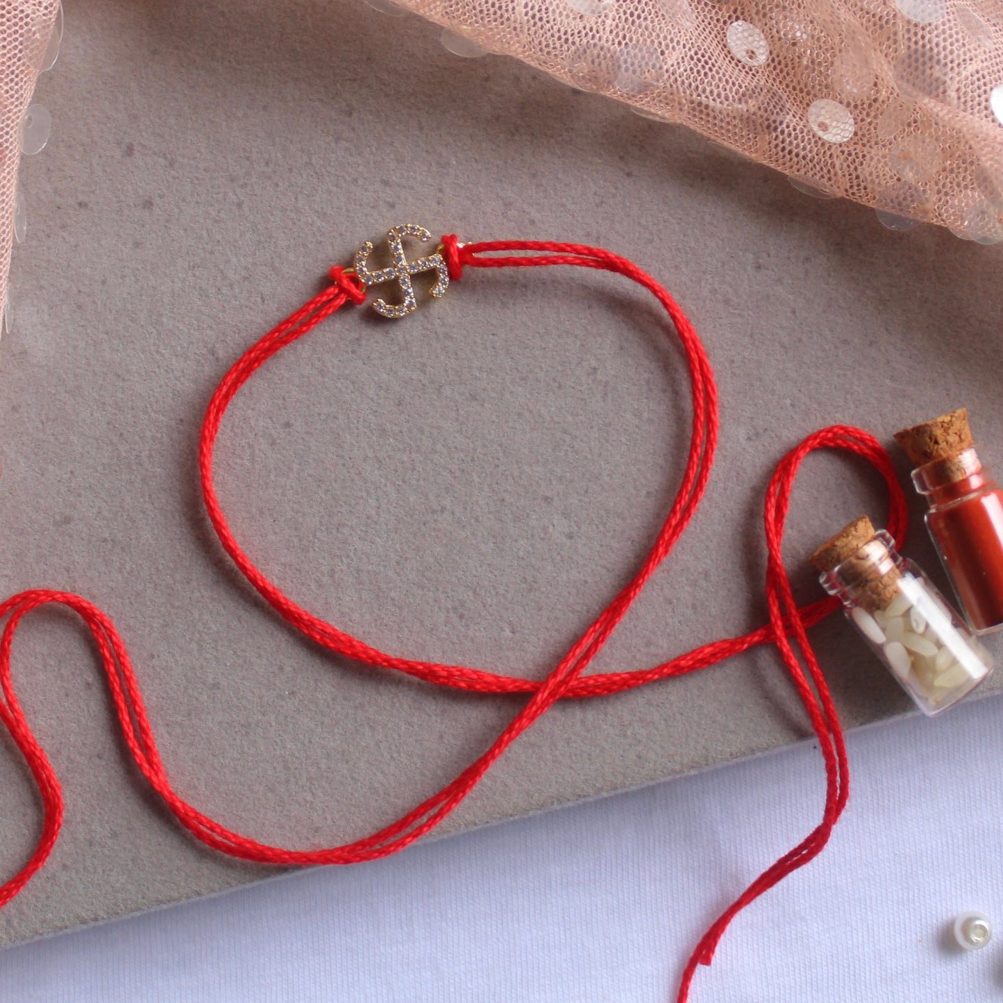 Minimal AD Diamond Swastik Rakhi for Your Brother