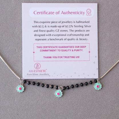 92.5 Pure Silver Nazariya Bracelet With Floral Charms
