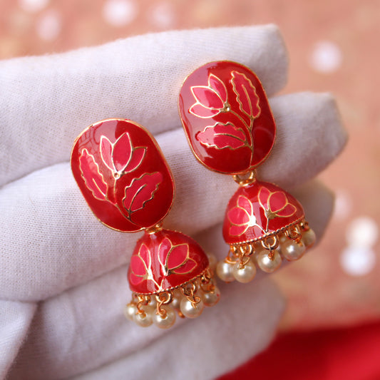 Maroon Meenakari Mini Jhumki