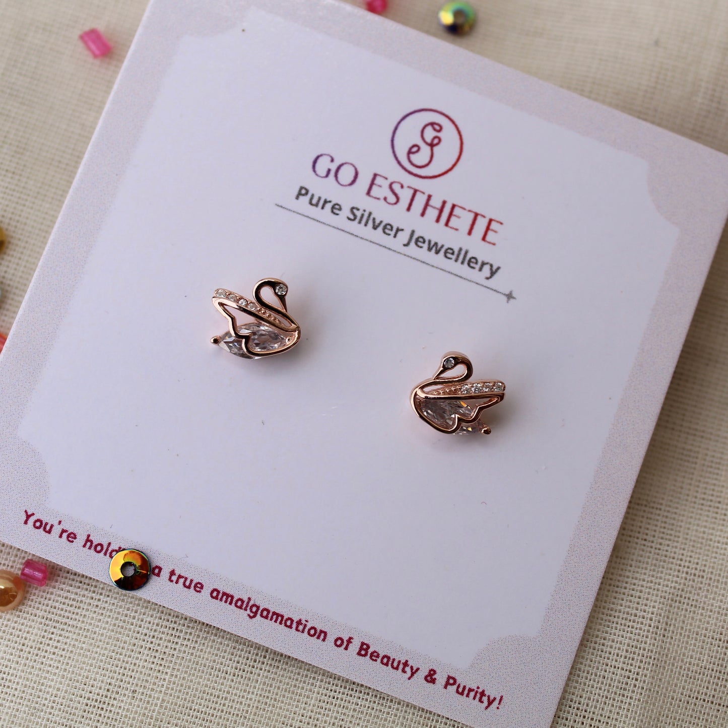 92.5 Pure Silver Rose Gold Toned Studs