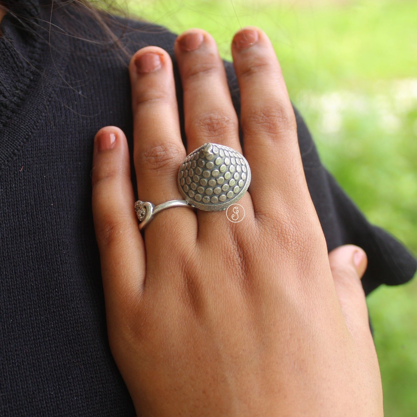 Unique Cone Design Oxidised Silver Ring