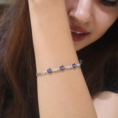 Floral Sparkle 92.5 Pure Silver Bracelet
