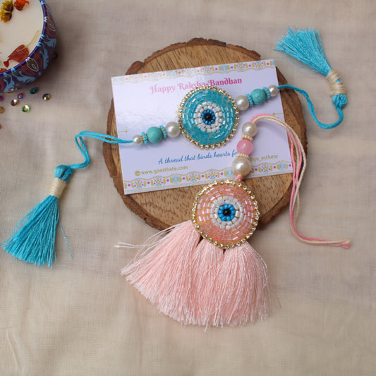 Trendy Evil Eye Rakhi Pair for Bhai & Bhabhi