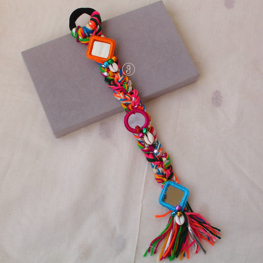 Pretty Mirrors & Charms Hair Braid    With Rubber Band
