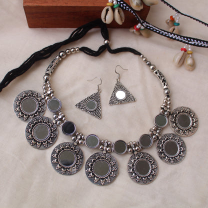 Amazing Mirrors Work Oxidised Necklace Set