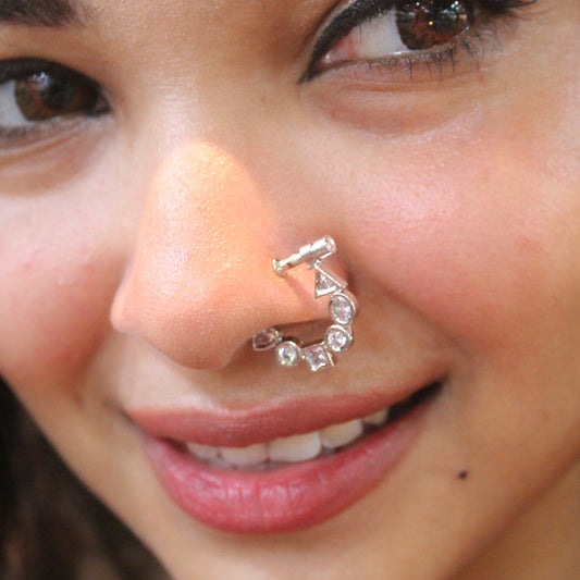 Minimal CZ Diamond Non-Piercing Press-On Nath (Silver Tone)