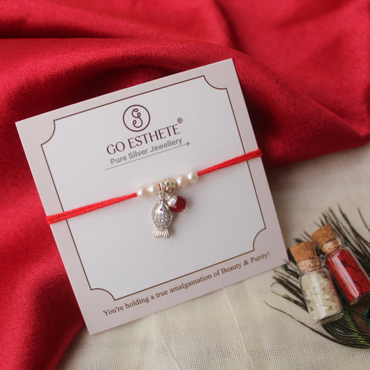 Pure Silver Fish Charm Rakhi
