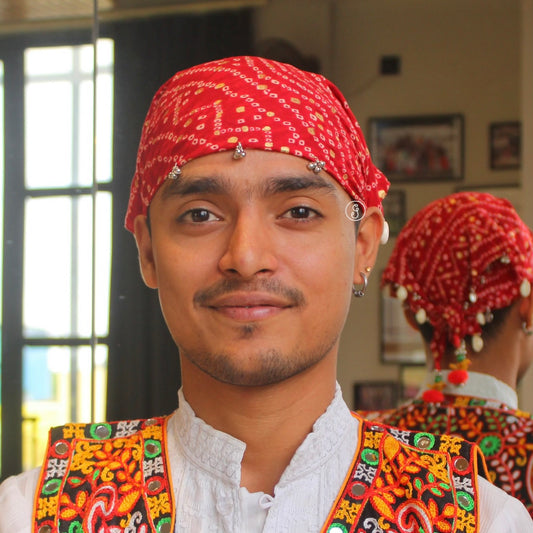 Red Unisex Bandhej Bandana Pretty Detailing