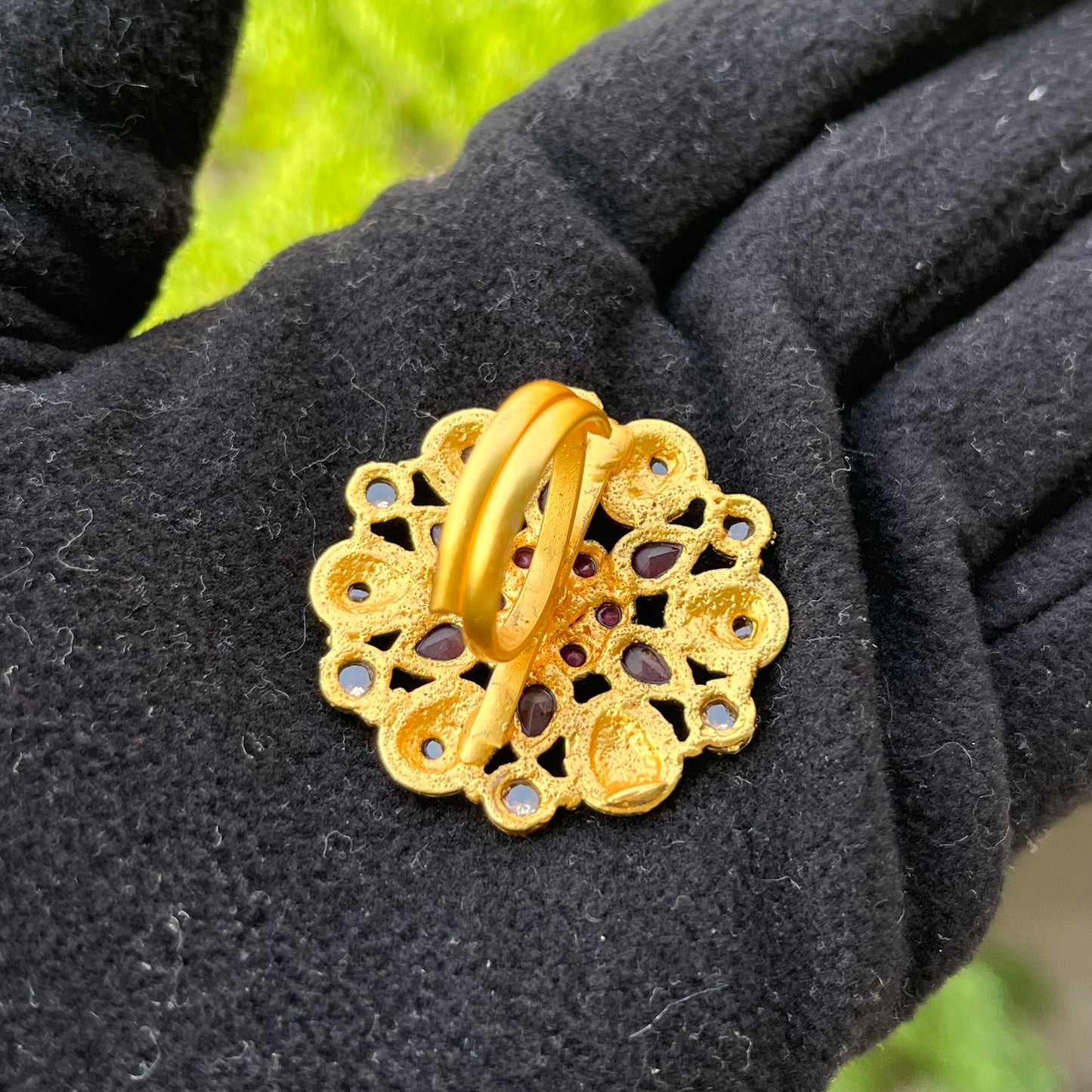 Golden & Pink Stones Work Ring