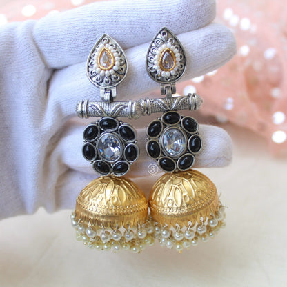 Fusion Dual Colour Tone Long Jhumki Earrings
