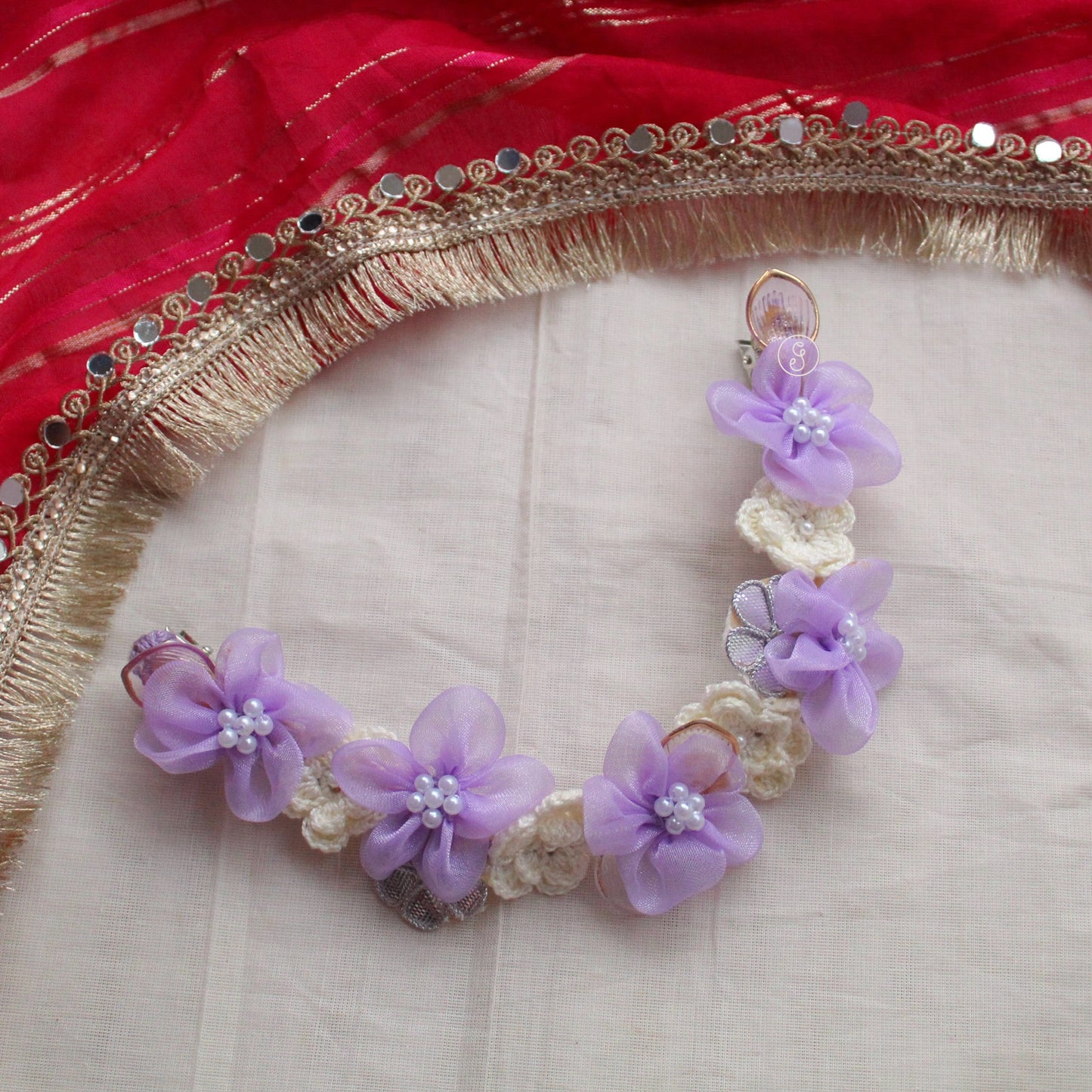 Handcrafted Lavender Floral Crochet Hair Accessory