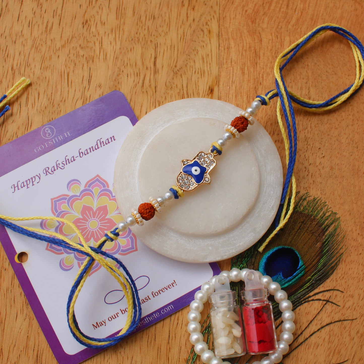 Sparkling Hamsa Hand With Evil Eye Rakhi