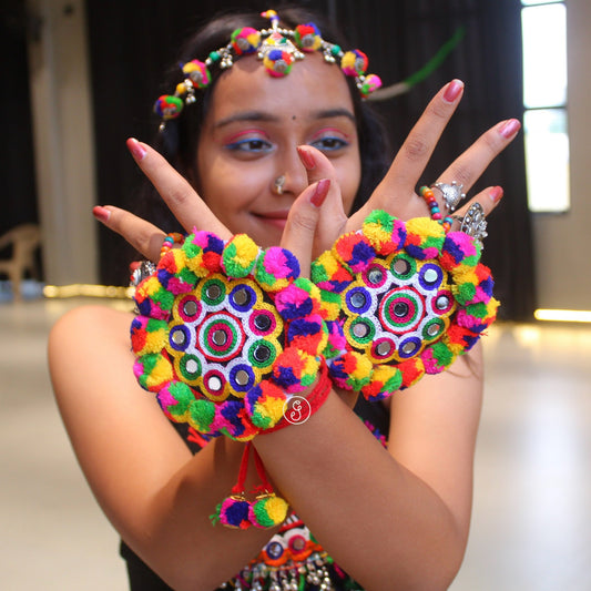 Pom-Pom & Mirrors Work Navratri Hand-cuffs