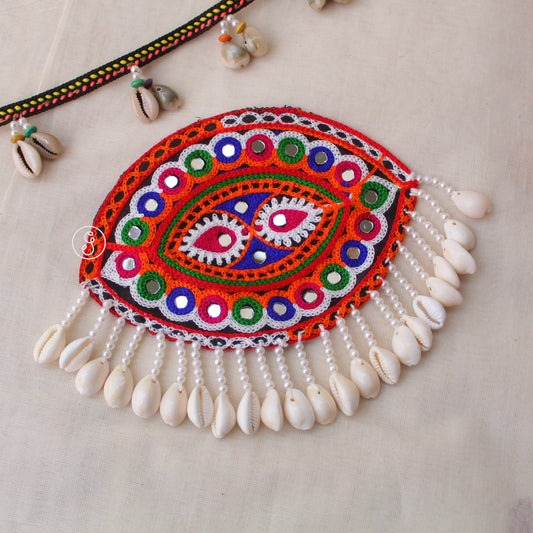 Colourful Gamthi Patch With Shells Work