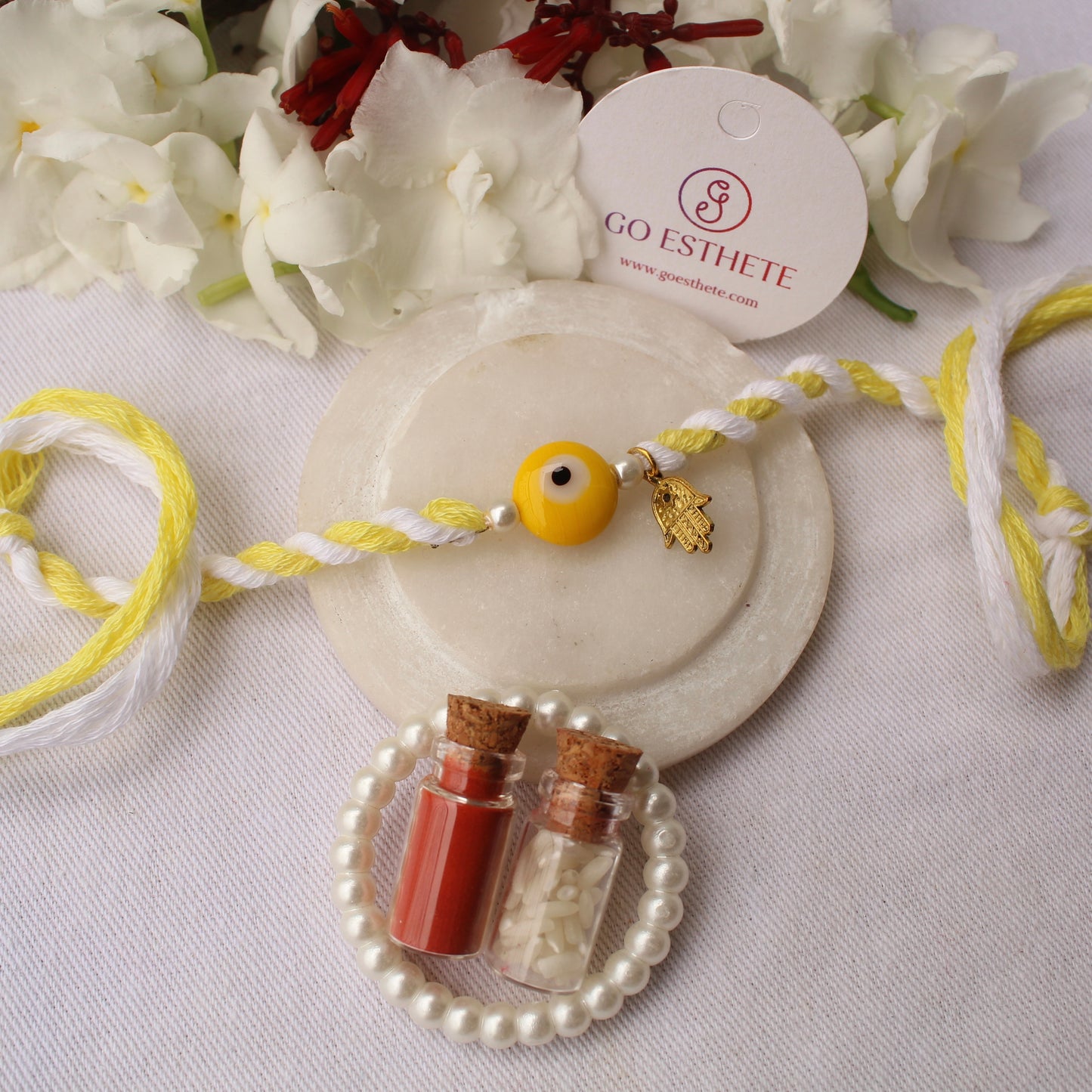 Yellow Evil Eye Protective Rakhi For Brother