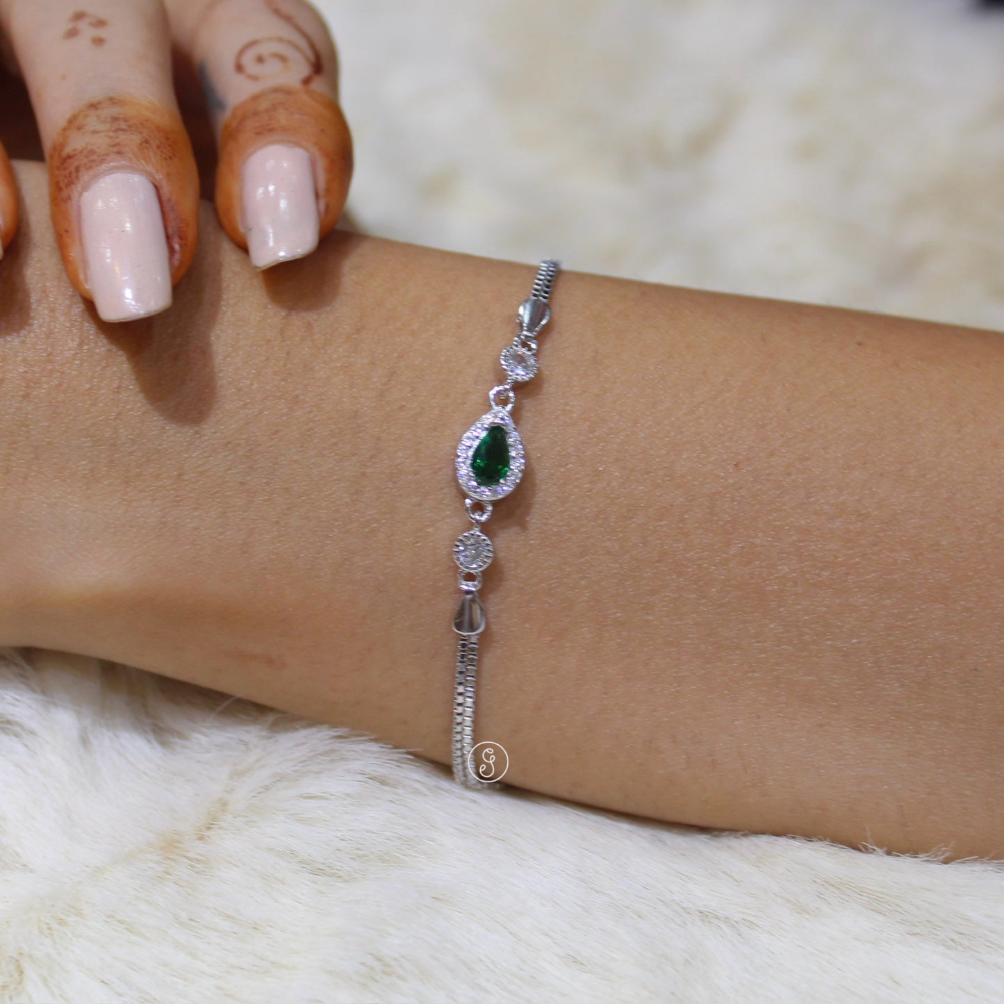 Emerald Drop 92.5 Sterling Silver Bracelet