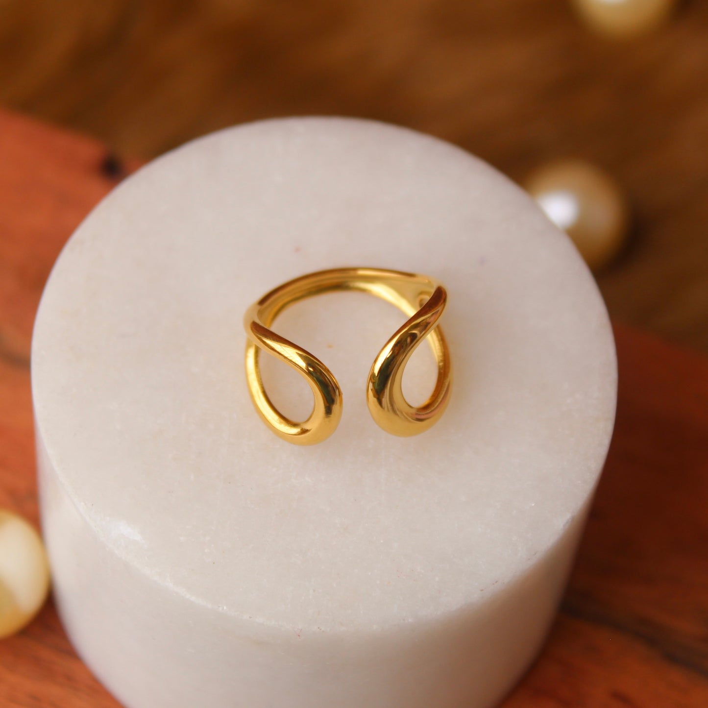 Pretty Golden Anti-Tarnish SS Adjustable Ring