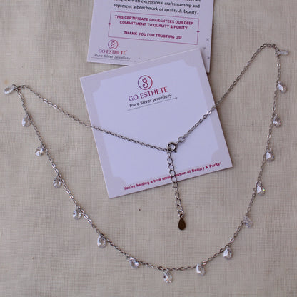 92.5 Sterling Silver Chain With Diamond Charms