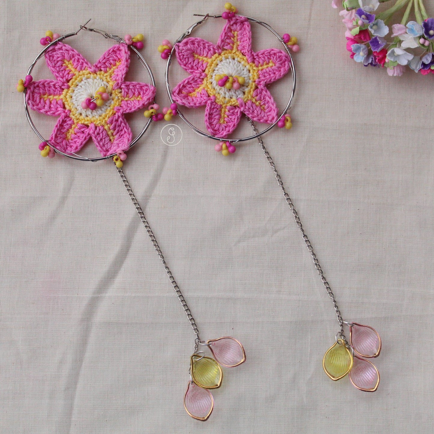 Bloom Crochet Statement Hoops Earrings