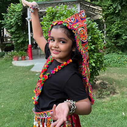 Kutch Embroidered Multicolour Navratri Head Cap