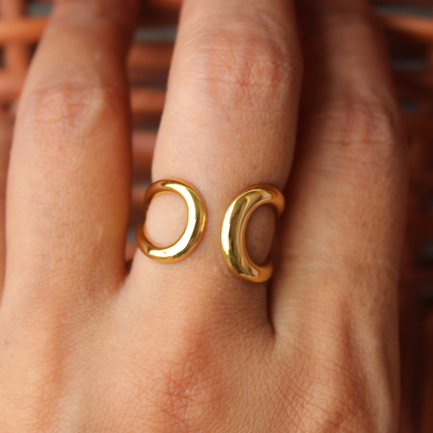 Pretty Golden Anti-Tarnish SS Adjustable Ring