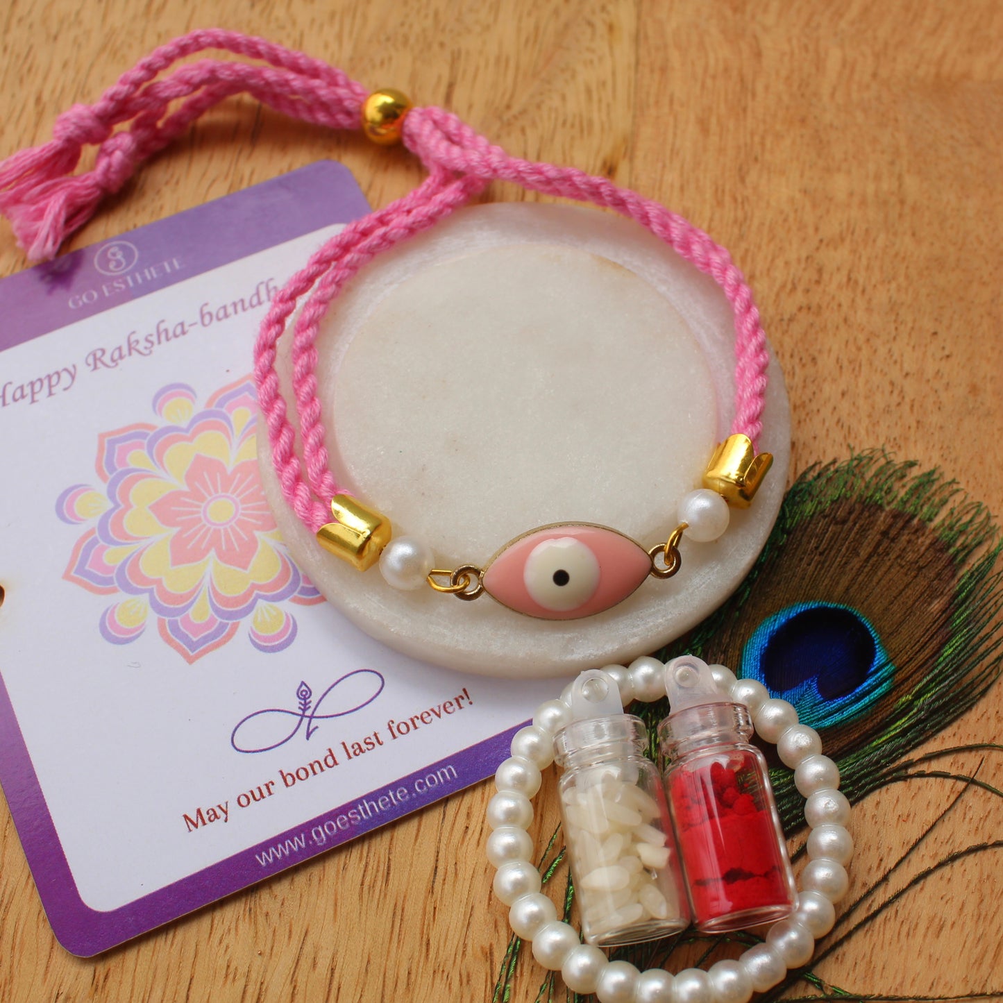 Pretty Pink Evil Eye Bracelet Rakhi