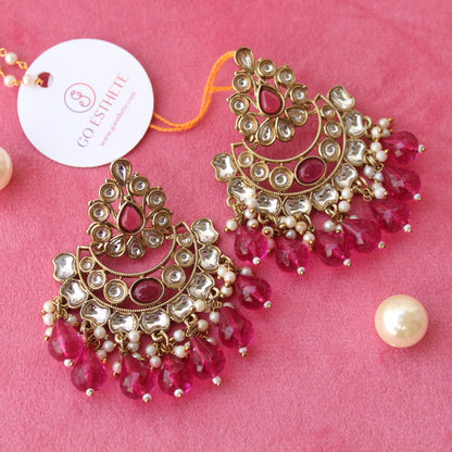 Stunning Fuchsia Pink Chandbali Earrings