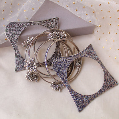 Oxidised Silver Set of Bangles (Size 2.4-2.6)