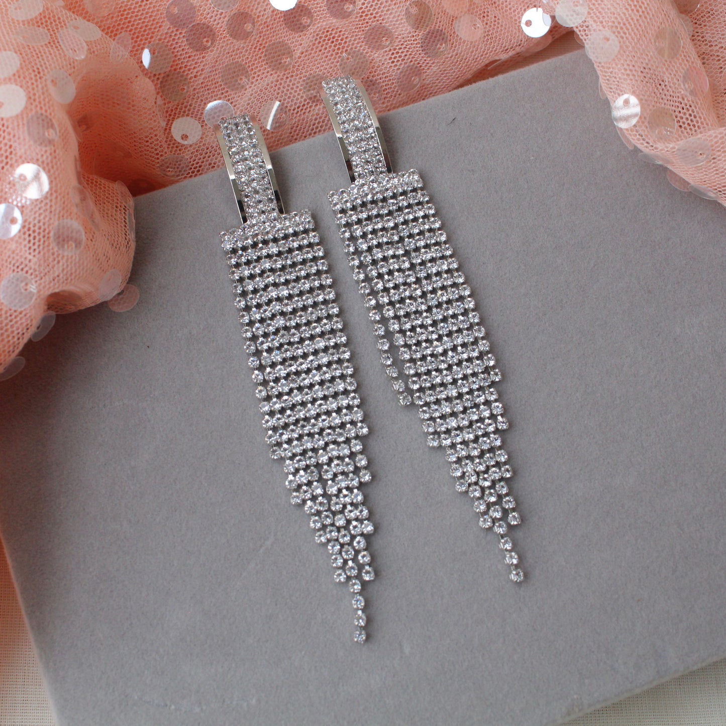 Silver Diamonds Long Yet Lightweight Earrings