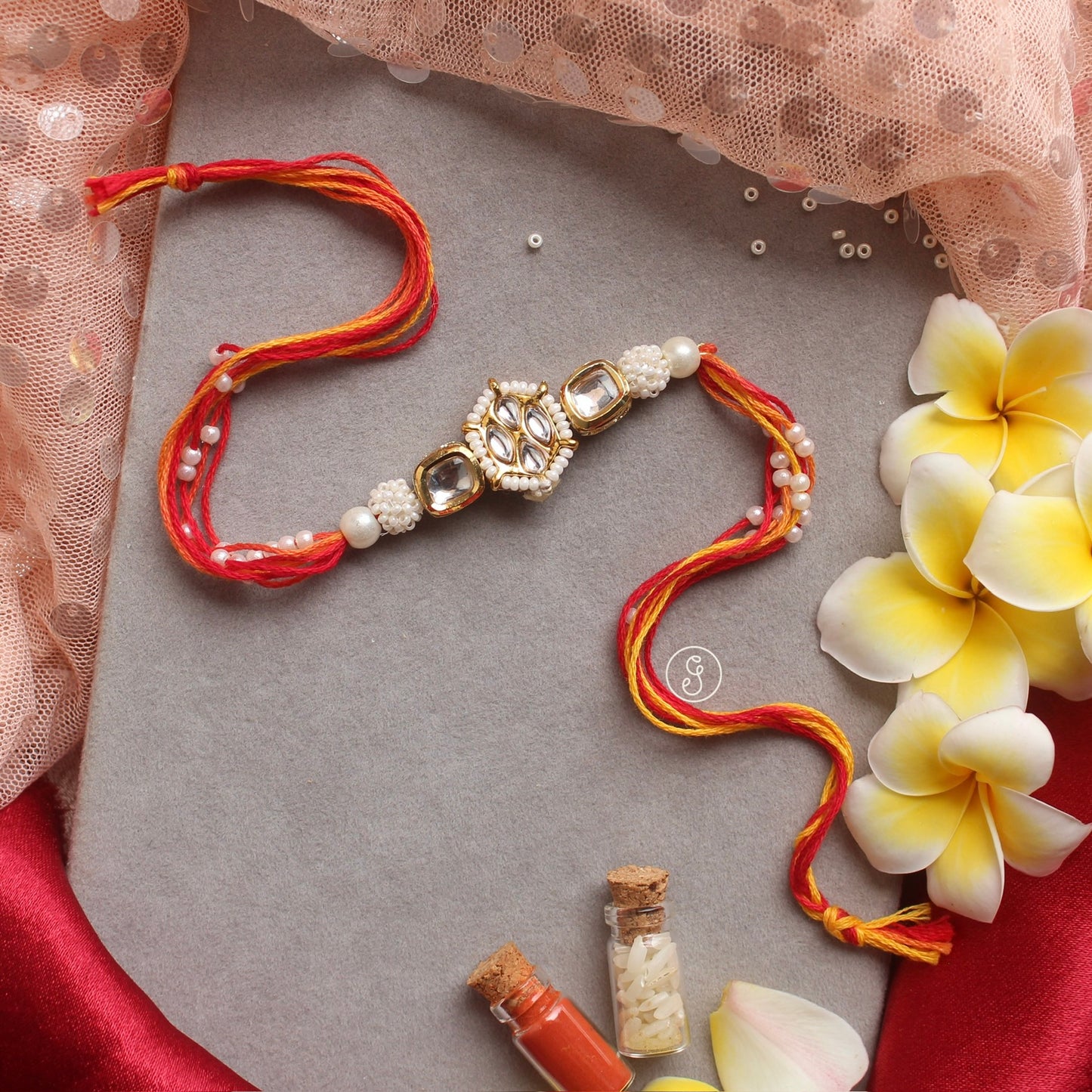 Kundan Bhaiya-Bhabhi Rakhi with Watch Bracelet