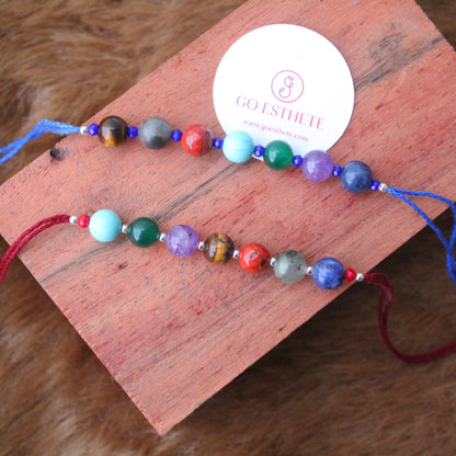 7 Chakra Semi Precious Natural Gemstone Beads Rakhi