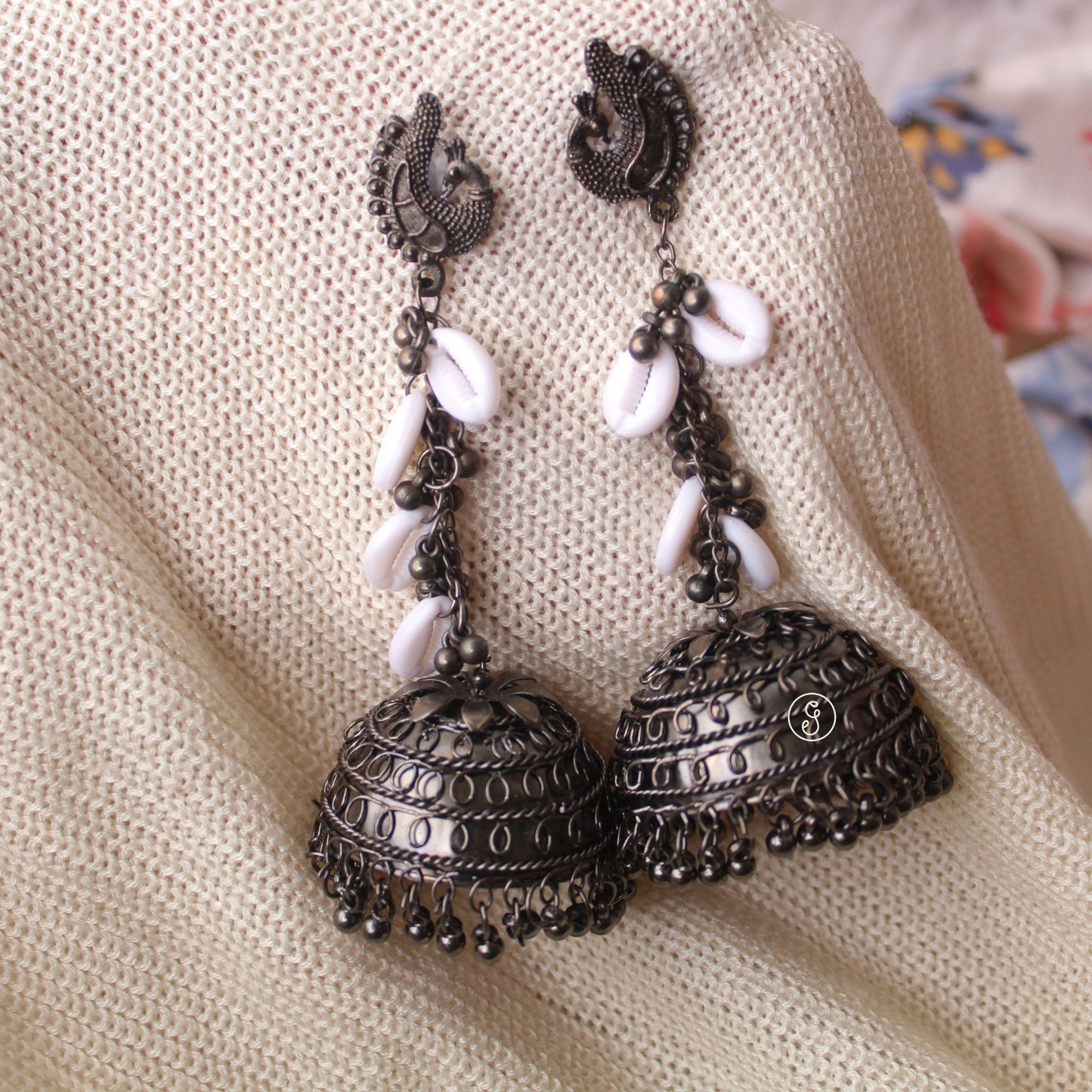 Oxidised Black Long Jhumki Earrings