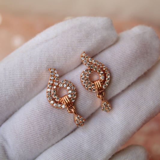 Pretty Rose Gold AD Diamonds Studs