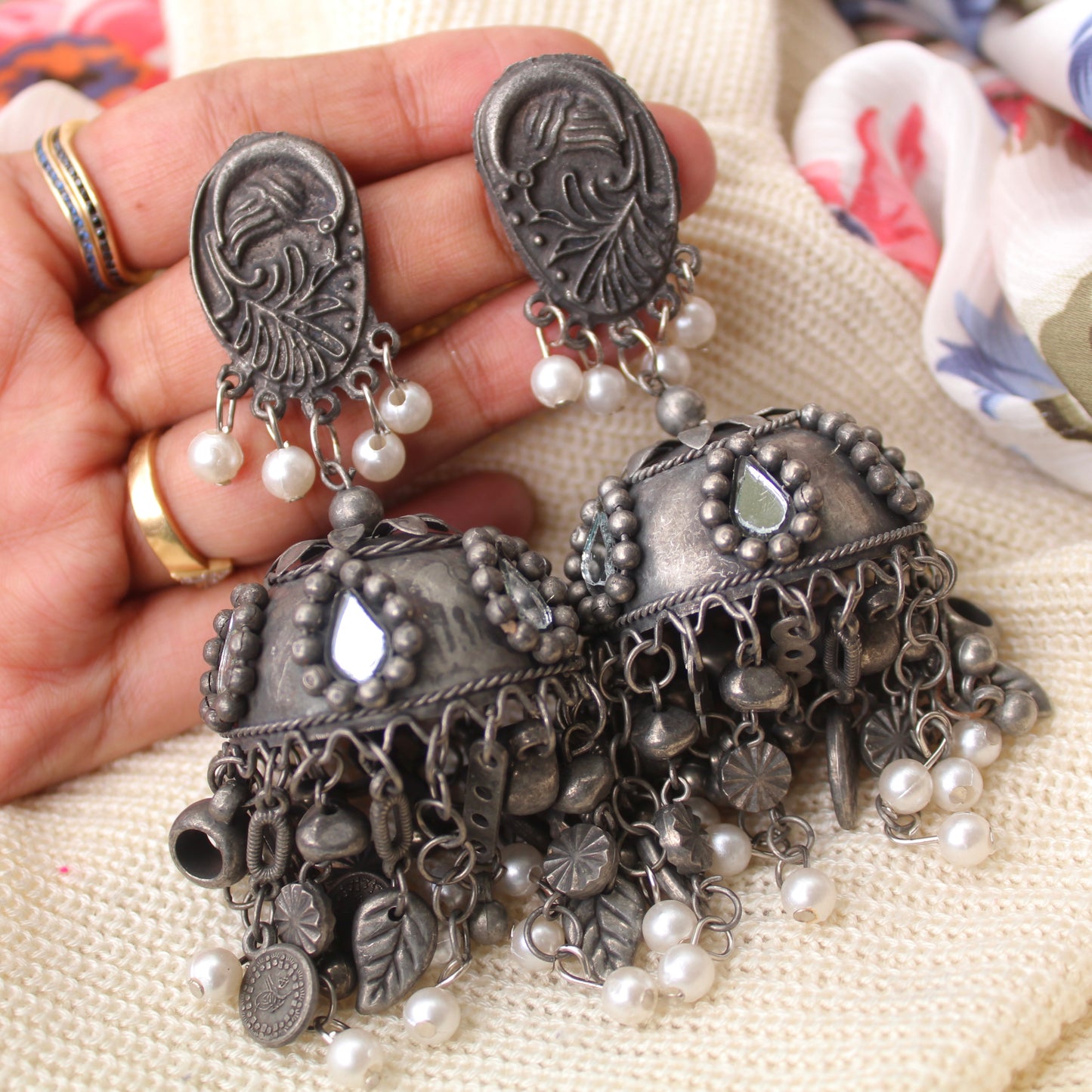 Oxidised Black Full of Charms Jhumki