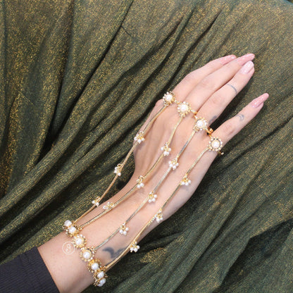 Bright Gold Kashmiri Hathphool (Hand Harness)