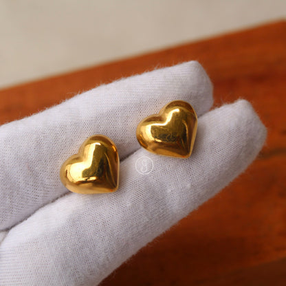 Golden Anti-Tarnish Heart Shaped Studs Earrings