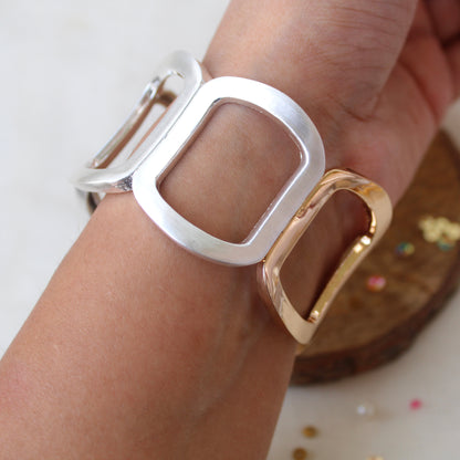 Silver & Golden Dual Tone Statement Bracelet