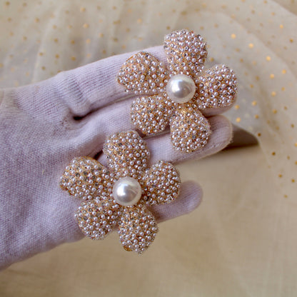Fabulous Pearl Embellished Flower Earrings